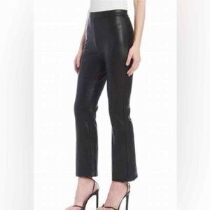 Amanda Uprichard New York Black Faux Leather Cropped Straight Leg Pants Size M